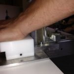 LMG Produktions AG - Application of the notcher: The depth stop limits the immersion depth so that no tear-out occurs on the underside